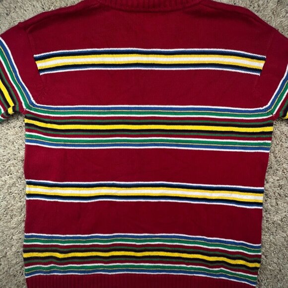 Lauren Ralph Lauren Sweater Striped Colorful Medium Cotton Oversized 1/4 Zip - Picture 13 of 13